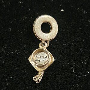 Graduation Cap Charm Pendant Sterling Silver "Hard Work Pays Off"  ALE 925
